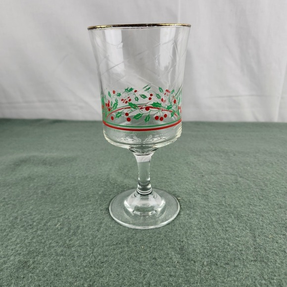 Arbys Other - Vintage Arby's Holly Berry Stemmed Wine Glasses Christmas‎ Holiday 1986
